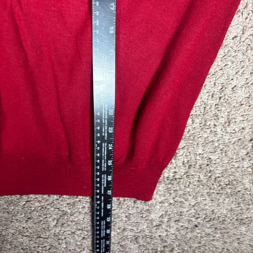 Greg Norman Mens Red V Neck Sweater XL Italian‎ Spun Merino Wool Acrylic Golf